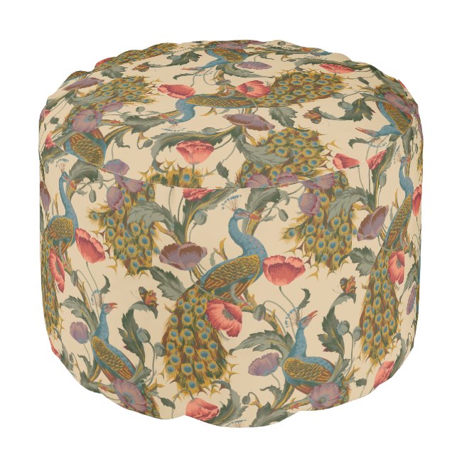 Vintage Art Nouveau 1890 The Peacock Pattern Pouf