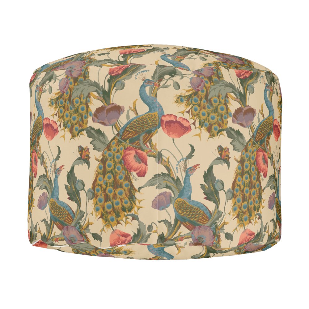 Disover Vintage Art Nouveau 1890 The Peacock Pattern Pouf
