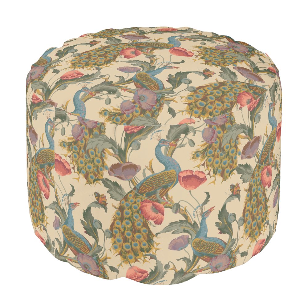 Disover Vintage Art Nouveau 1890 The Peacock Pattern Pouf
