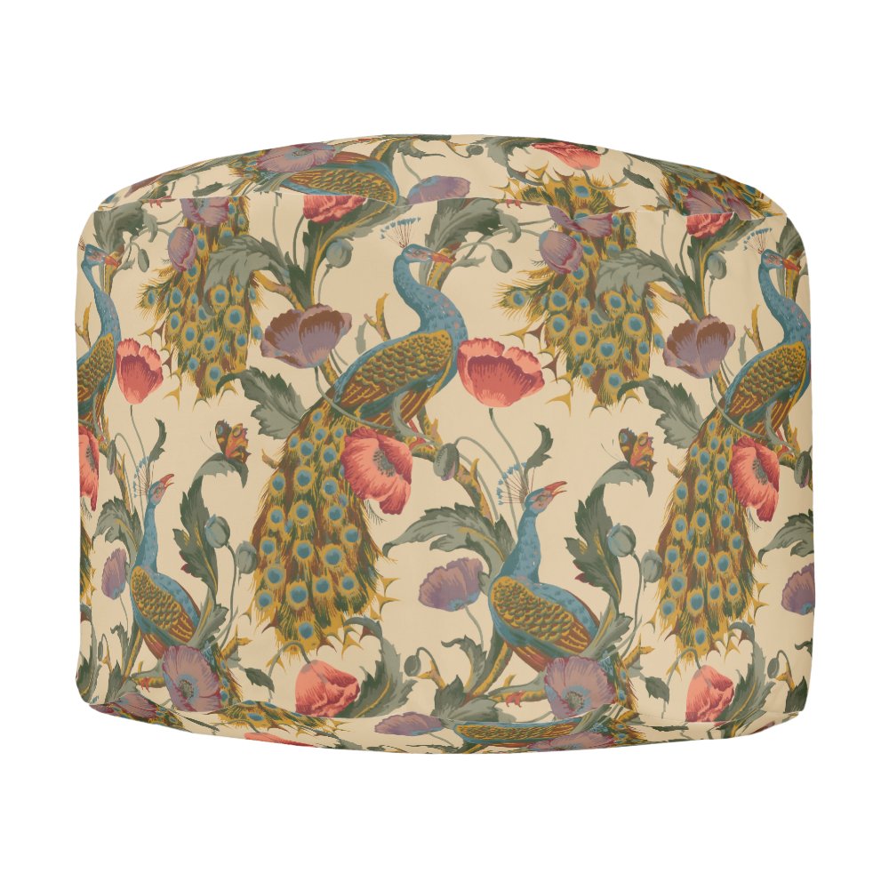 Disover Vintage Art Nouveau 1890 The Peacock Pattern Pouf