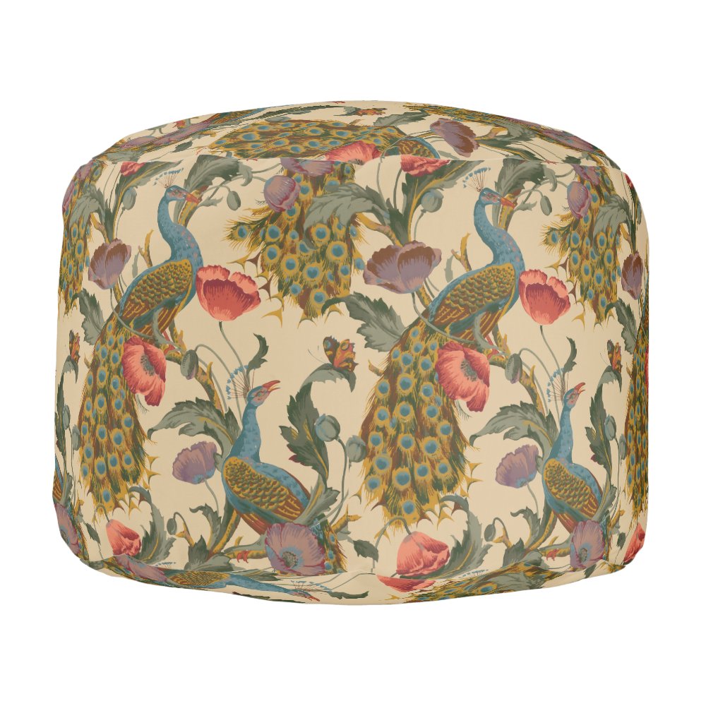 Disover Vintage Art Nouveau 1890 The Peacock Pattern Pouf