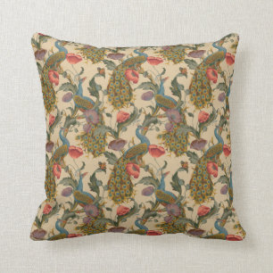 Vintage Art Nouveau 1890 The Peacock Pattern Throw Pillow