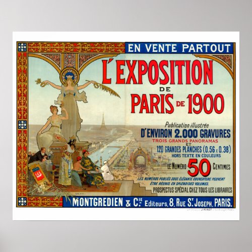 Vintage Art Nouveau 1900 Paris Exposition Poster