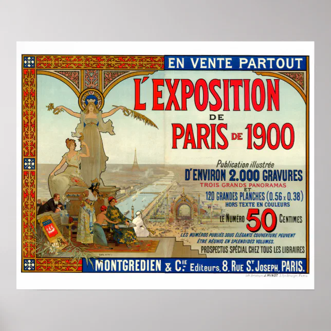 Vintage Art Nouveau 1900 Paris Exposition Poster Zazzle