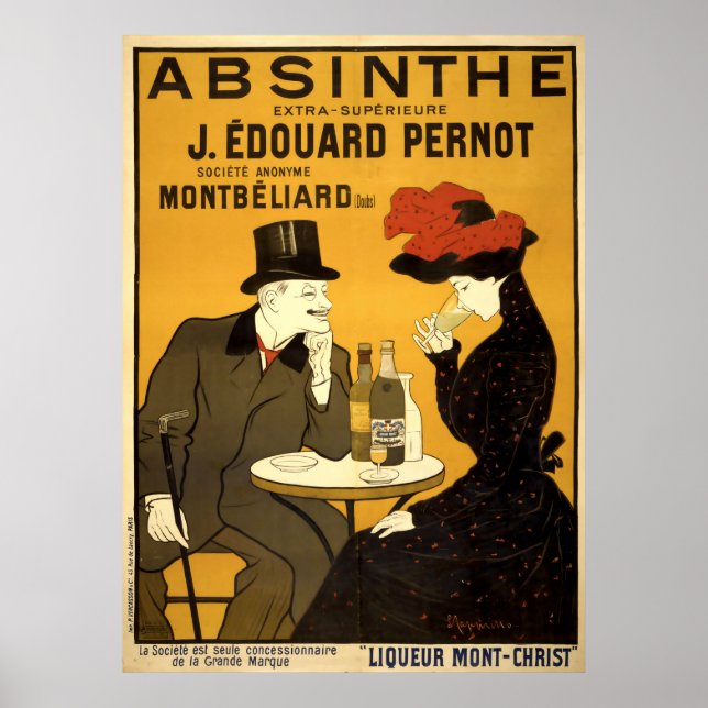 Vintage Art Nouveau Absinthe Ad by L. Cappiello Poster (Front)