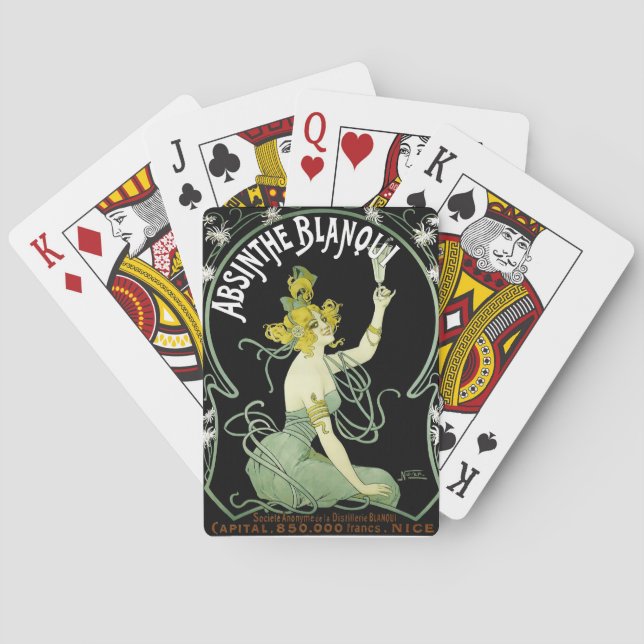 Vintage Art Nouveau Absinthe by Nover Poker Cards (Back)