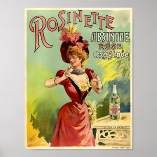 Vintage Art Nouveau Absinthe Rosinette Poster