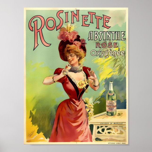 Vintage Art Nouveau Absinthe Rosinette Poster (Front)