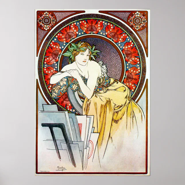 Vintage Art Nouveau ad for Salon des Cent by Mucha Poster | Zazzle