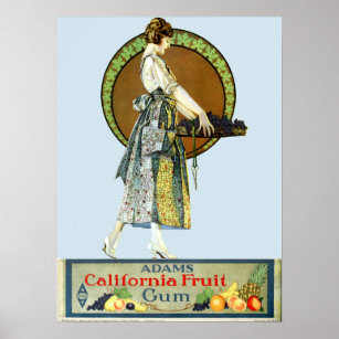 Vintage Art Nouveau Adams Gum Ad by Coles Phillips Poster