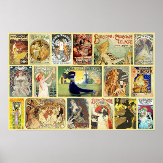 Vintage Art Nouveau Advertisements Poster