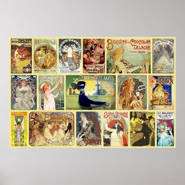 Vintage Art Nouveau Advertisements Poster (Front)
