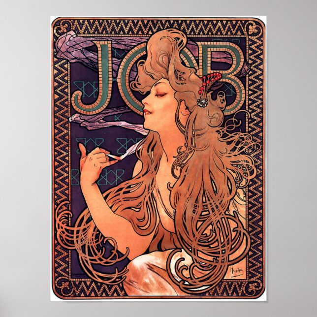 Vintage Art Nouveau Advertising Job 1896 Mucha Poster (Front)