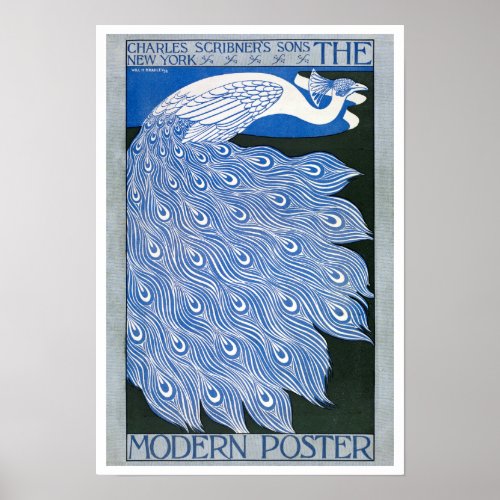 Vintage Art Nouveau Advertising Poster _ Peacock