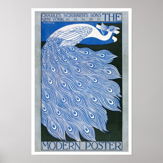 Vintage Art Nouveau Advertising Poster Peacock