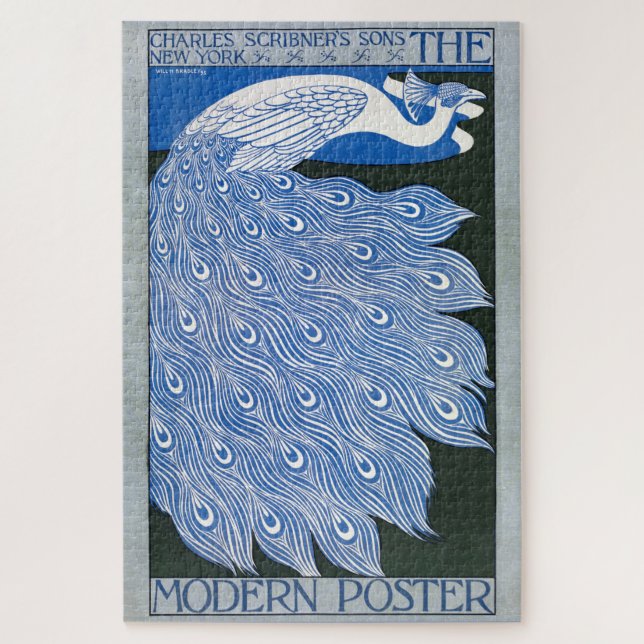 Vintage Art Nouveau Advertising Poster - Peacock Jigsaw Puzzle (Vertical)