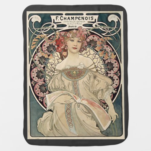Vintage Art Nouveau Alphonse Mucha Art Painting Baby Blanket