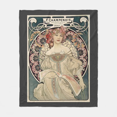 Vintage Art Nouveau Alphonse Mucha Art Painting Fleece Blanket