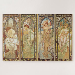 Vintage Art Nouveau Alphonse Mucha Art Painting Jigsaw Puzzle