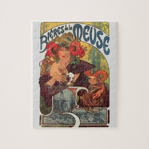 Vintage Art Nouveau Alphonse Mucha Art Painting Jigsaw Puzzle