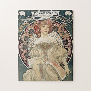 Vintage Art Nouveau Alphonse Mucha Art Painting Jigsaw Puzzle