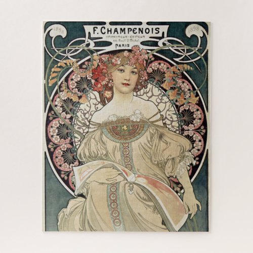 Vintage Art Nouveau Alphonse Mucha Art Painting Jigsaw Puzzle