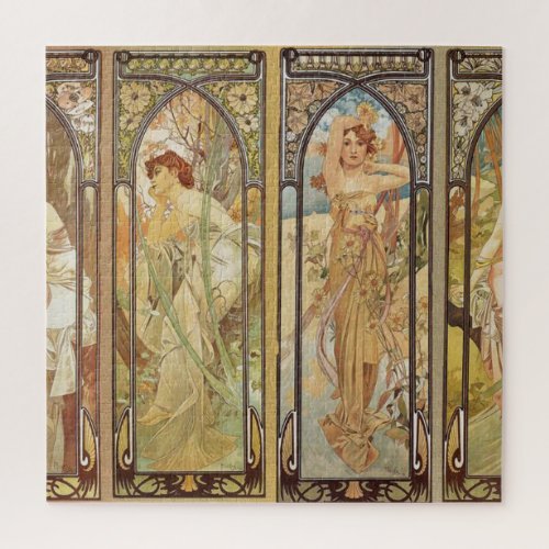 Vintage Art Nouveau Alphonse Mucha Art Painting Jigsaw Puzzle