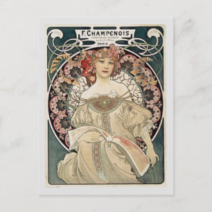 Vintage Art Nouveau Alphonse Mucha Art Painting Postcard