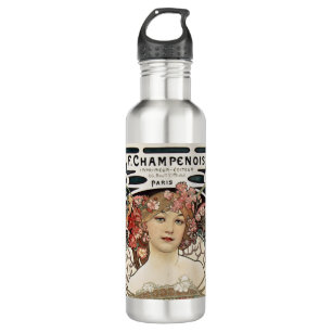 Vintage Art Nouveau Alphonse Mucha Art Painting Stainless Steel Water Bottle