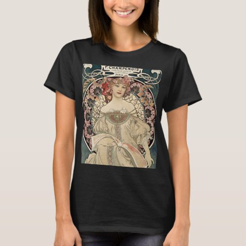 Vintage Art Nouveau Alphonse Mucha Art Painting T_Shirt