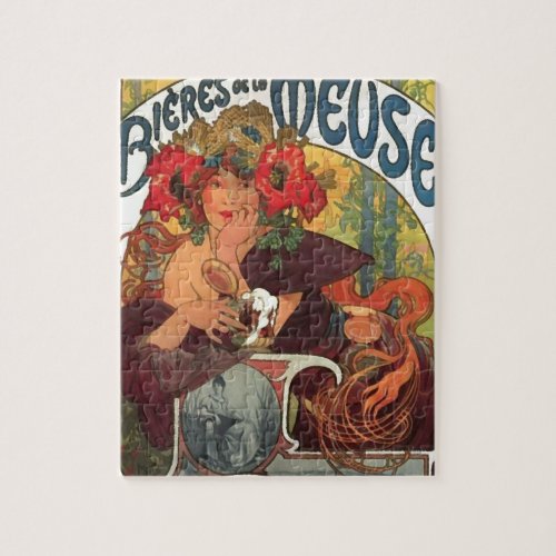 Vintage Art Nouveau Alphonse Mucha Jigsaw Puzzle