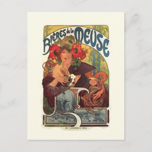 Vintage Art Nouveau Alphonse Mucha Postcard