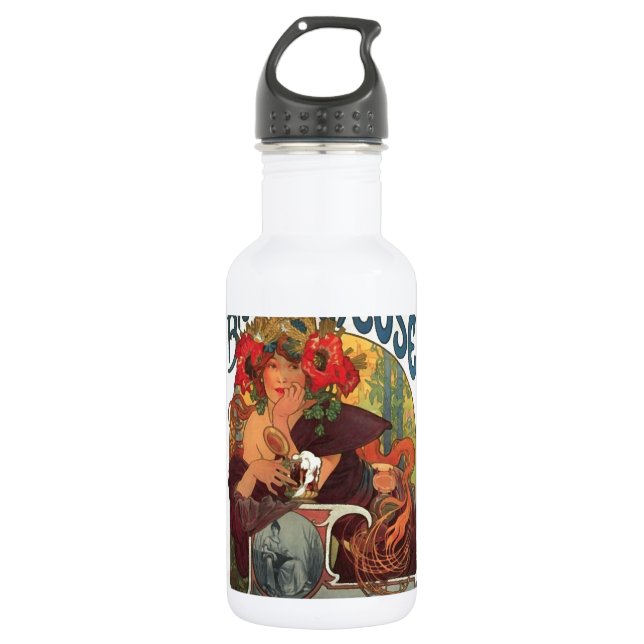 Vintage Art Nouveau Alphonse Mucha Water Bottle (Front)