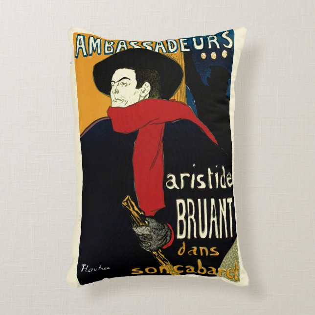 Vintage Art Nouveau Ambassadeurs, Toulouse Lautrec Accent Pillow (Front(Vertical))