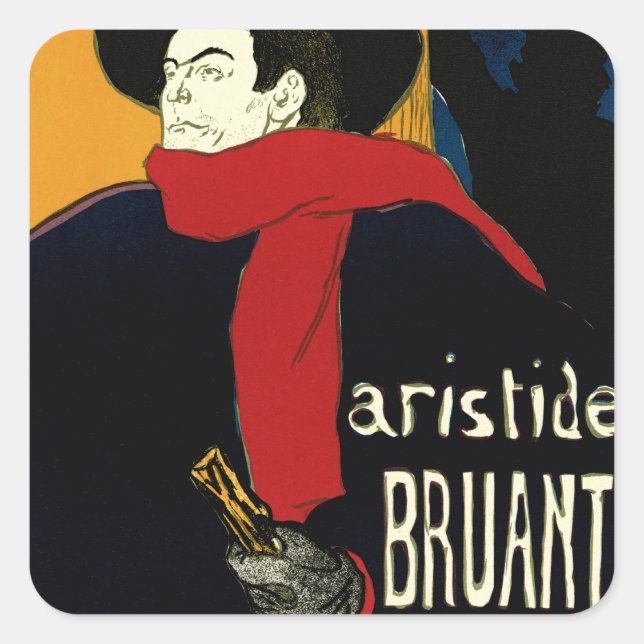 Vintage Art Nouveau Ambassadeurs, Toulouse Lautrec Square Sticker (Front)