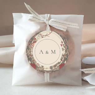 Vintage Art Nouveau Antique Floral Sage Wedding Classic Round Sticker