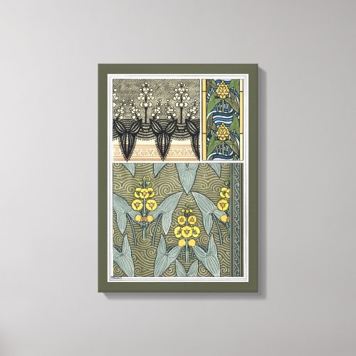 Vintage Art Nouveau Arrowhead Garden Flowers Canvas Print