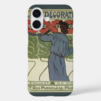 Vintage Art Nouveau, Artist Painting Poppy Flowers iPhone 16 Case