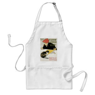 Vintage Art Nouveau, Artist Painting with Pet Cat Adult Apron