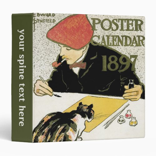 Vintage Art Nouveau Artist Painting with Pet Cat Binder