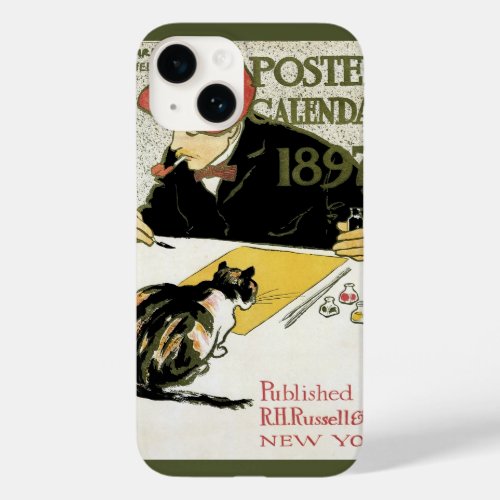 Vintage Art Nouveau Artist Painting with Pet Cat Case_Mate iPhone 14 Case