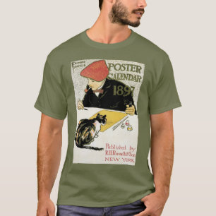 Vintage Art Nouveau, Artist Painting with Pet Cat T-Shirt
