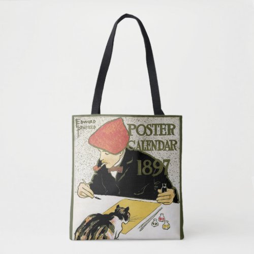 Vintage Art Nouveau Artist Painting with Pet Cat Tote Bag