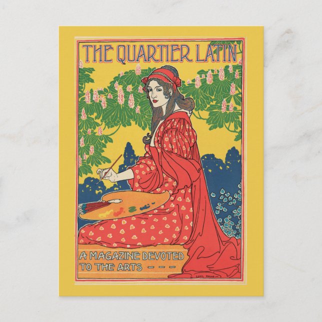 Vintage art nouveau arts magazine ad postcard (Front)