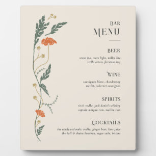 Vintage Art Nouveau Bar Menu Sign Plaque