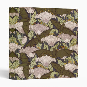 Vintage Art Nouveau Bat and Poppy Floral Pattern 3 Ring Binder