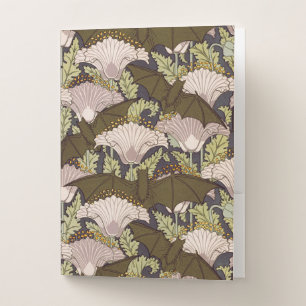 Vintage Art Nouveau Bat and Poppy Floral Pattern Pocket Folder