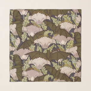 Vintage Art Nouveau Bat and Poppy Floral Pattern Scarf