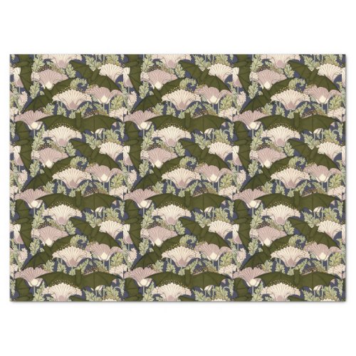 Vintage Art Nouveau Bats And Poppies Pattern Tissue Paper