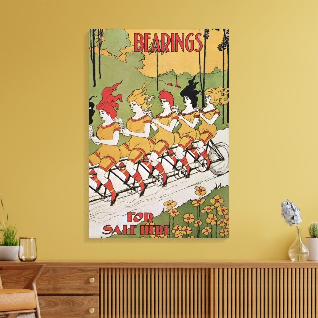 Vintage Art Nouveau, Bearings Tandem Bicycle Canvas Print (Insitu(LivingRoom))